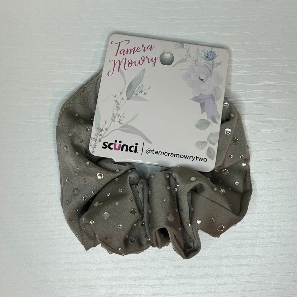 NWT grey bedazzled scrunchie